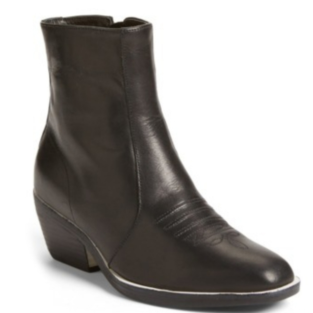 Rag & Bone steele ankle boots booties leather black moto cowboy